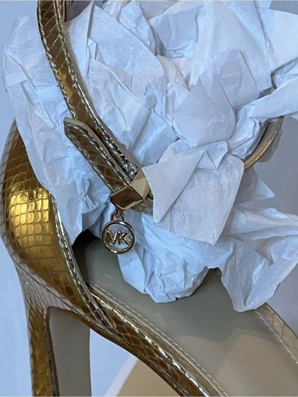 MICHAEL Michael Kors Martina Peep Toe Pump Embossed Snake Lthr Sz 10 MSRP $195